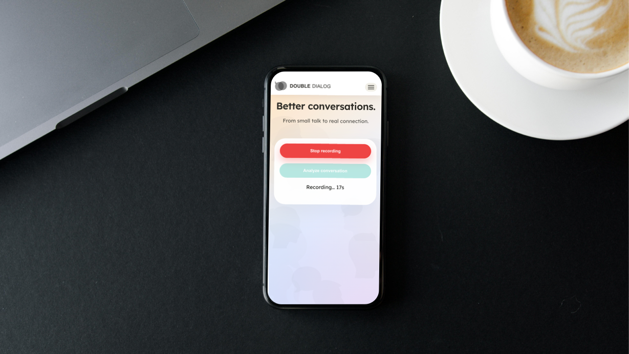 Phone on a table recording a real conversation